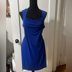 Spense Royal Blue Backless Draped Dress